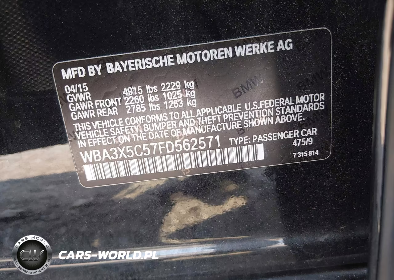 2015 BMW 328I Gran Turismo xDrive VIN:WBA3X5C57FD562571 - 9