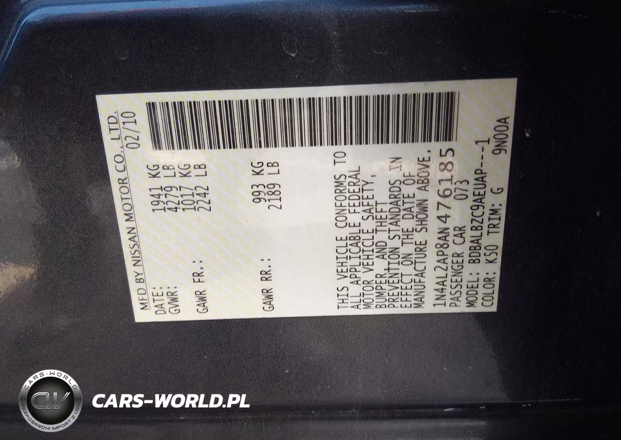 2010 Nissan Altima 2.5 S VIN:1N4AL2AP8AN476185 - 9