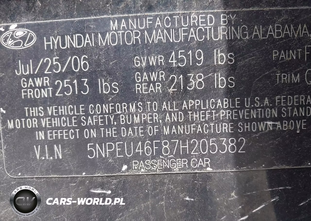 2007 Hyundai Sonata Limited-Limited W-Xm-Se-Se W-Xm VIN:5NPEU46F87H205382 - 9