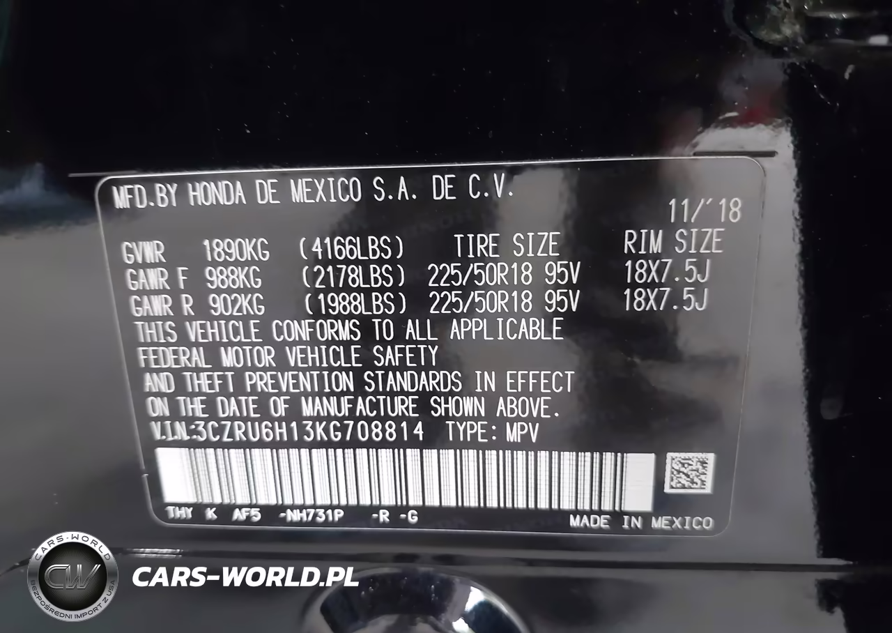 2019 Honda Hr-V Sport VIN:3CZRU6H13KG708814 - 9