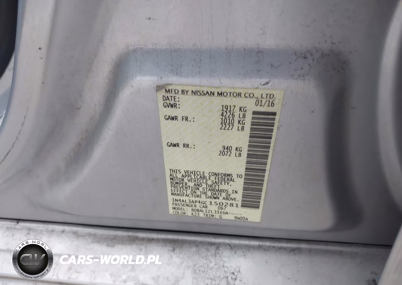 2016 Nissan Altima 2.5-2.5 S-2.5 Sl-2.5 Sr-2.5 Sv VIN:1N4AL3AP4GC150281 - 9