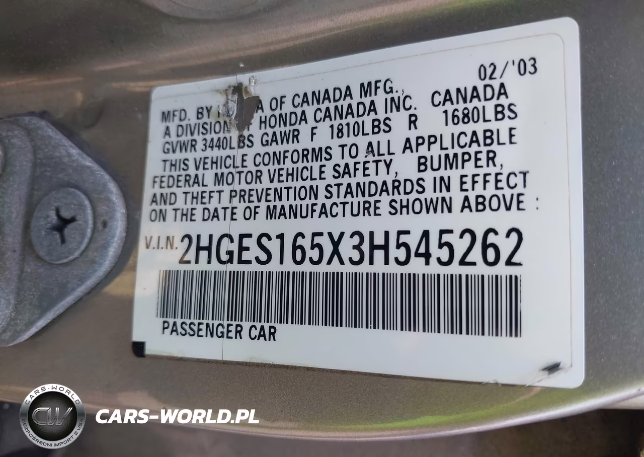 2003 Honda Civic Lx VIN:2HGES165X3H545262 - 9