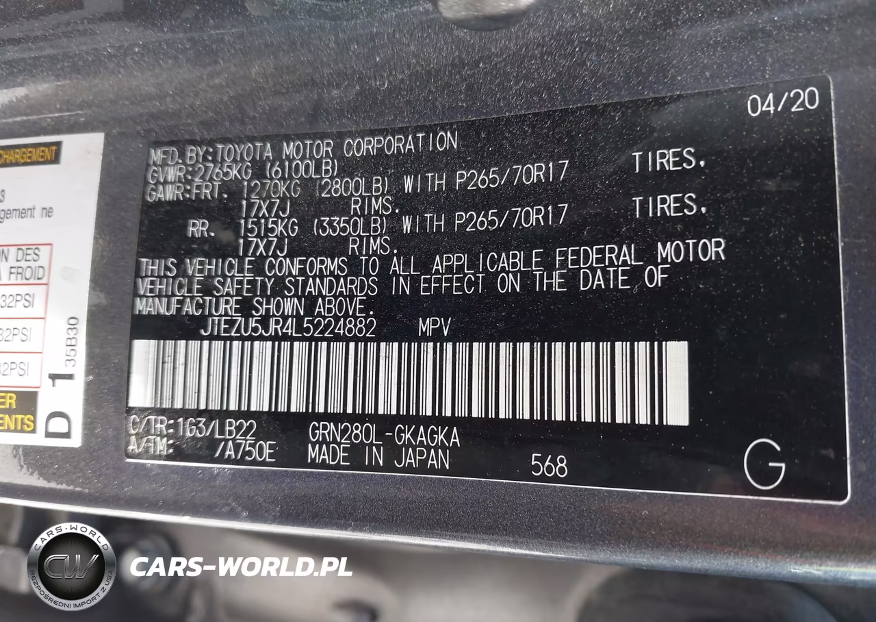 2020 Toyota 4Runner Sr5 Premium VIN:JTEZU5JR4L5224882 - 9