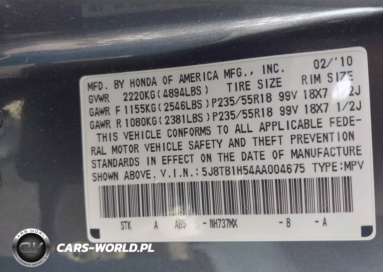 2010 Acura Rdx VIN:5J8TB1H54AA004675 - 9