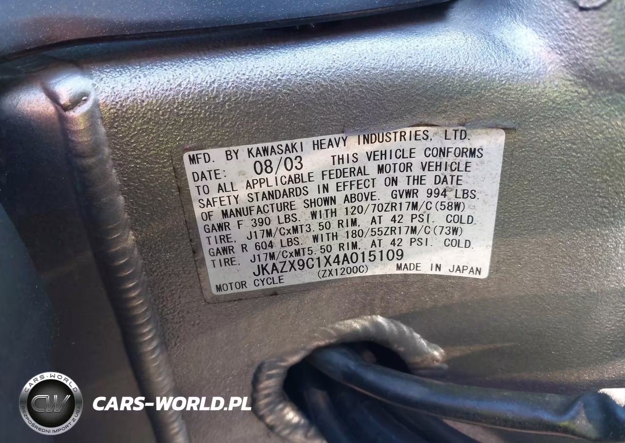 2004 Kawasaki Zx1200 C VIN:JKAZX9C1X4A015109 - 10