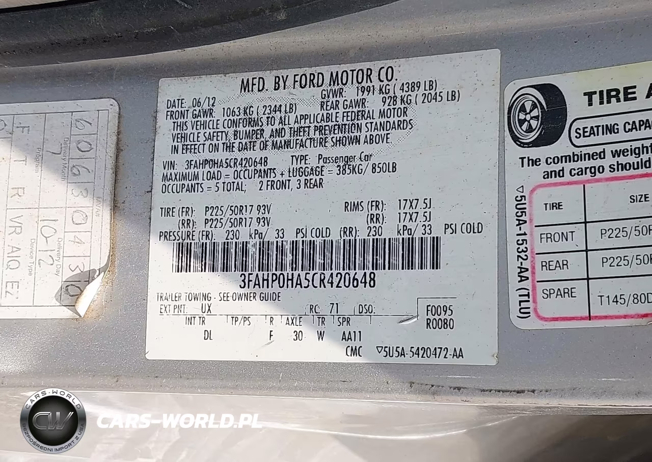 2012 Ford Fusion Se VIN:3FAHP0HA5CR420648 - 9