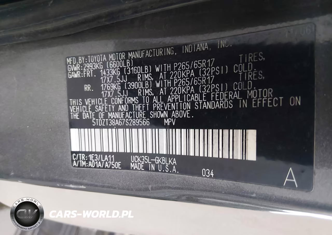 2007 Toyota Sequoia Limited VIN:5TDZT38A67S289566 - 9