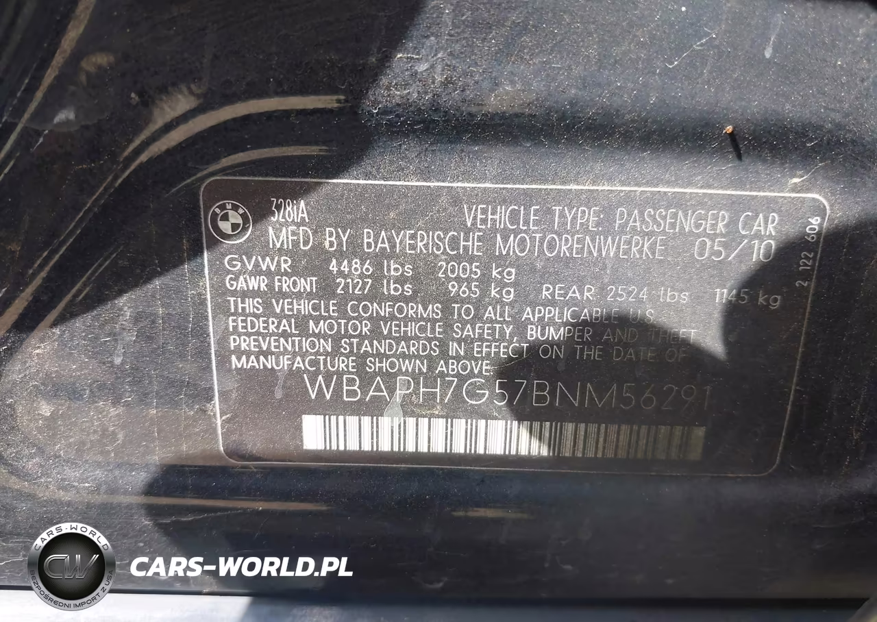 2011 BMW 328I VIN:WBAPH7G57BNM56291 - 9