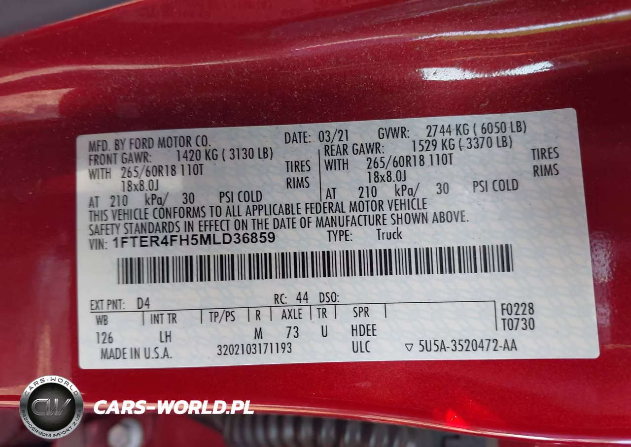 2021 Ford Ranger Xl VIN:1FTER4FH5MLD36859 - 9