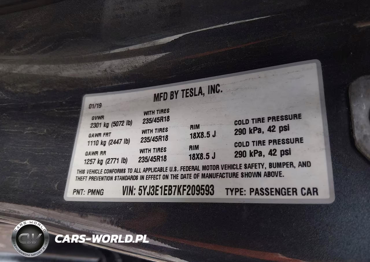 2019 Tesla Model 3 Long Range-Performance VIN:5YJ3E1EB7KF209593 - 9