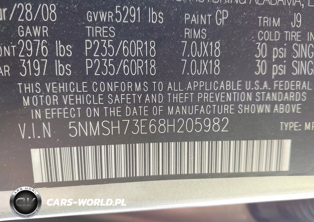 2008 Hyundai Santa Fe Limited-Se VIN:5NMSH73E68H205982 - 9