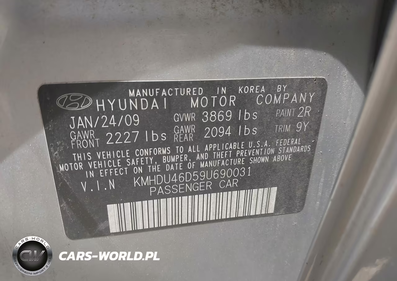 2009 Hyundai Elantra Gls VIN:KMHDU46D59U690031 - 9