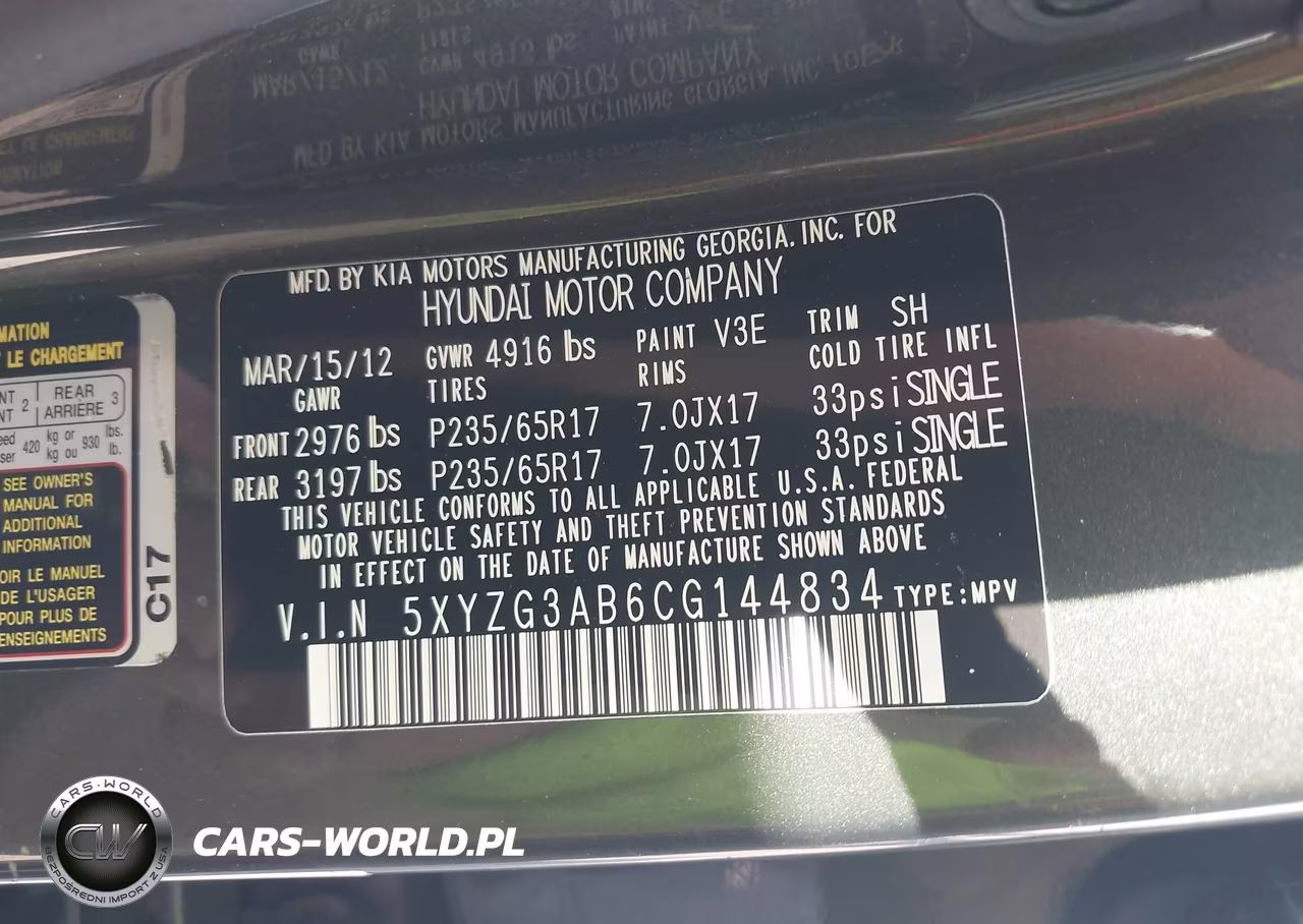 2012 Hyundai Santa Fe Gls VIN:5XYZG3AB6CG144834 - 9