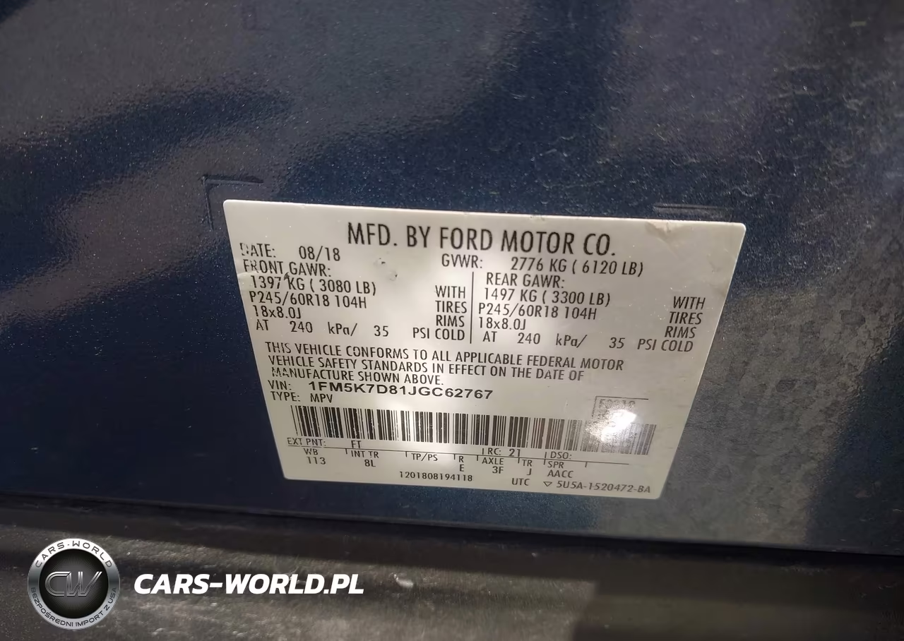 2018 Ford Explorer Xlt VIN:1FM5K7D81JGC62767 - 9