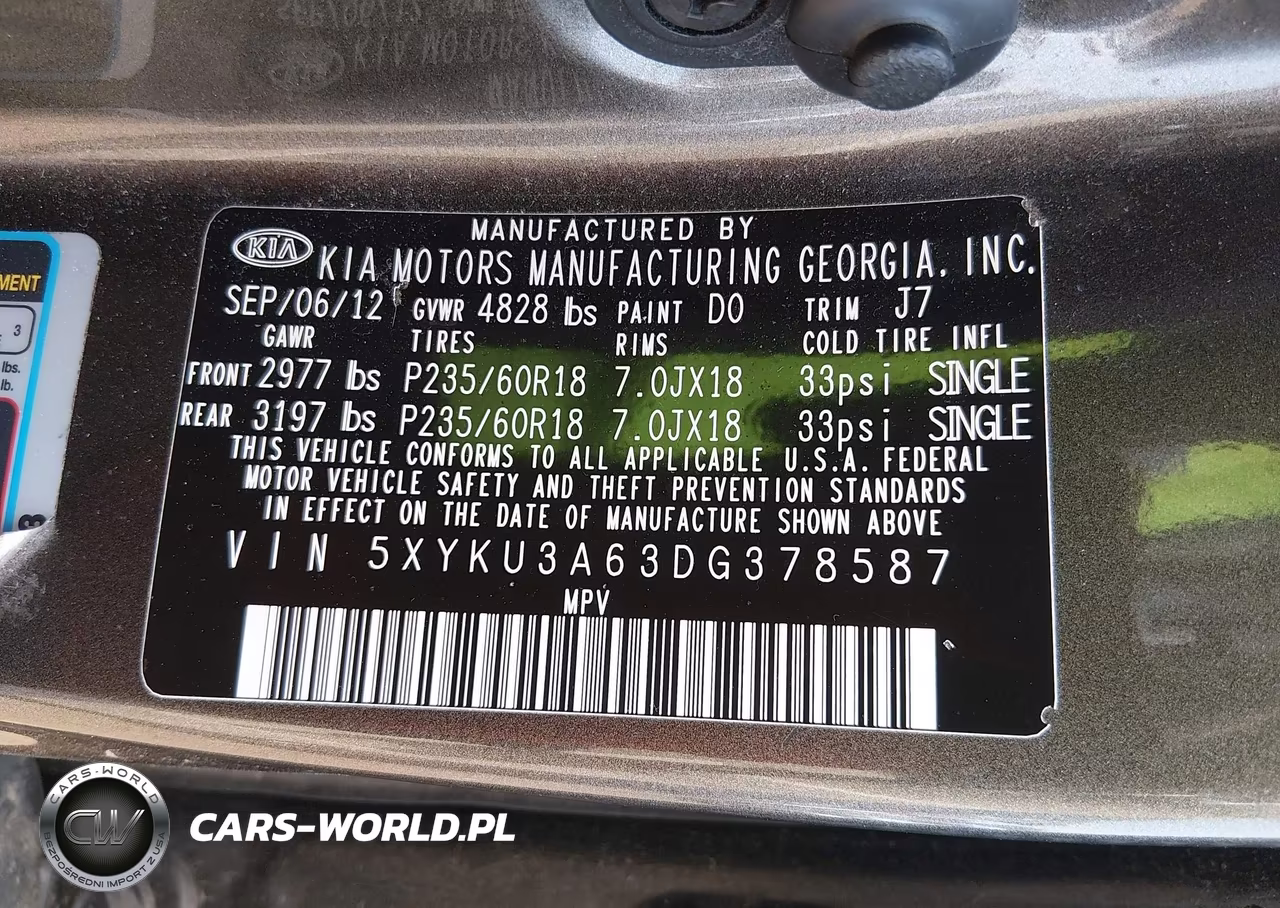 2013 Kia Sorento Ex VIN:5XYKU3A63DG378587 - 9