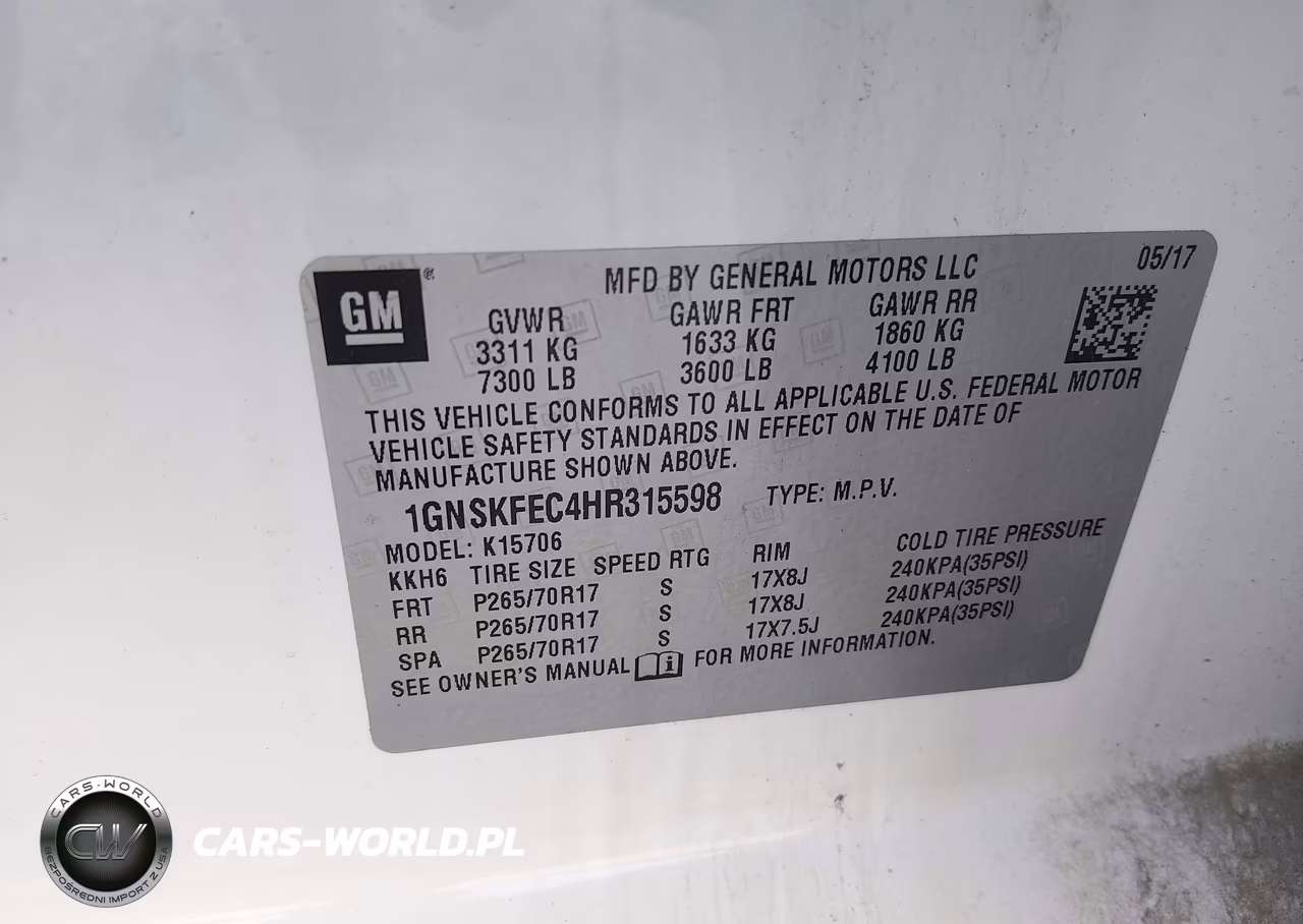 2017 Chevrolet Tahoe Commercial VIN:1GNSKFEC4HR315598 - 9