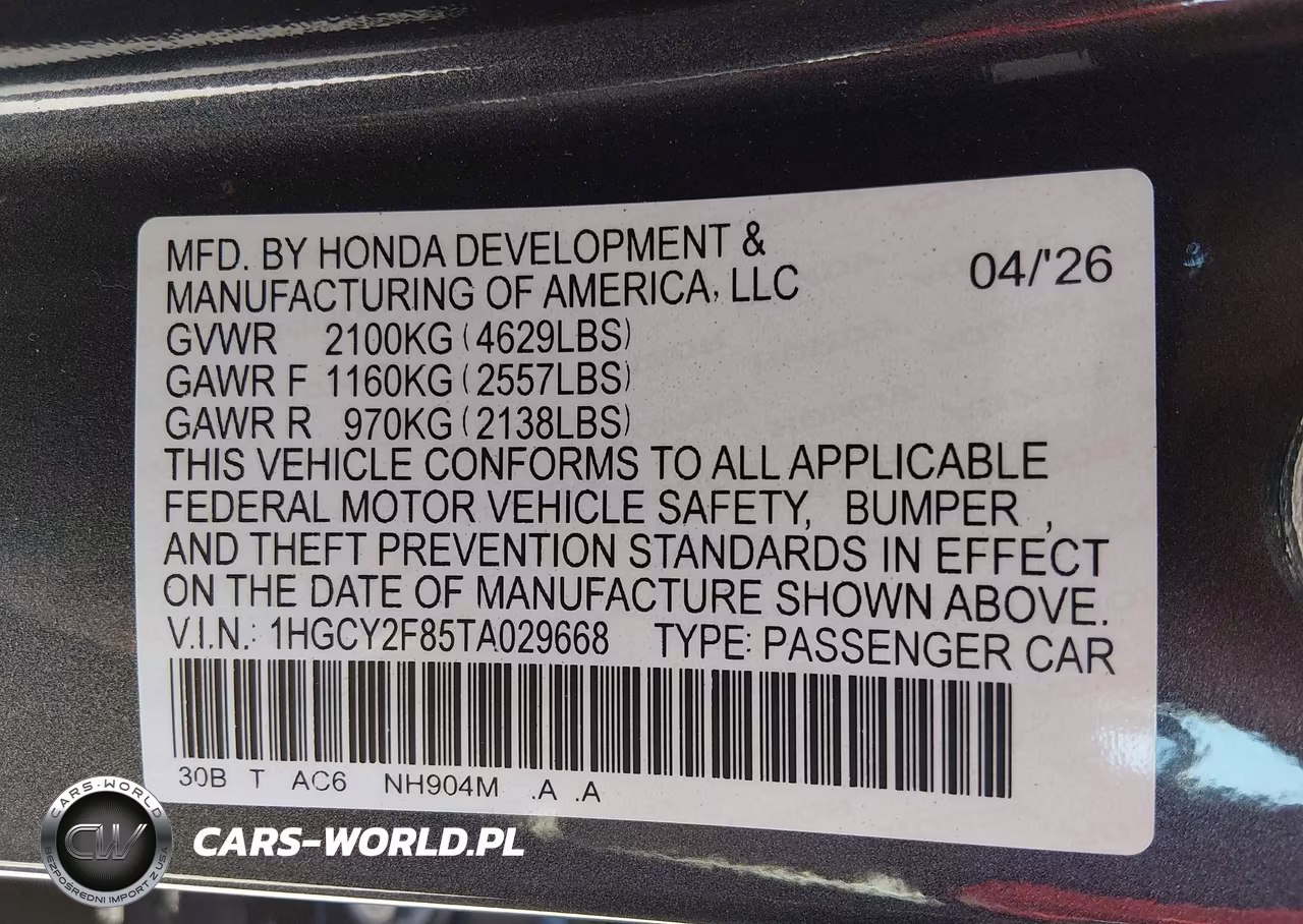2026 Honda Accord Hybrid Touring VIN:1HGCY2F85TA029668 - 9