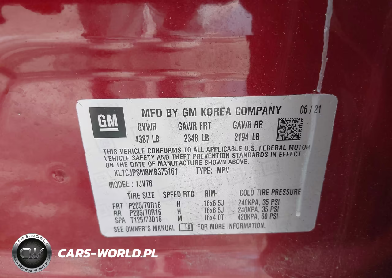 2021 Chevrolet Trax Awd Lt VIN:KL7CJPSM8MB375161 - 9