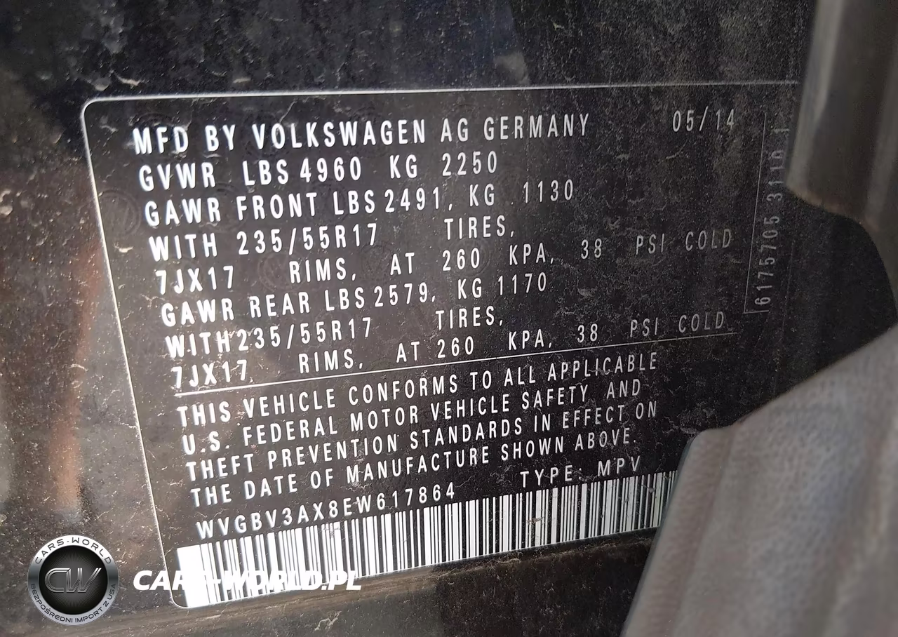 2014 Volkswagen Tiguan Se VIN:WVGBV3AX8EW617864 - 9