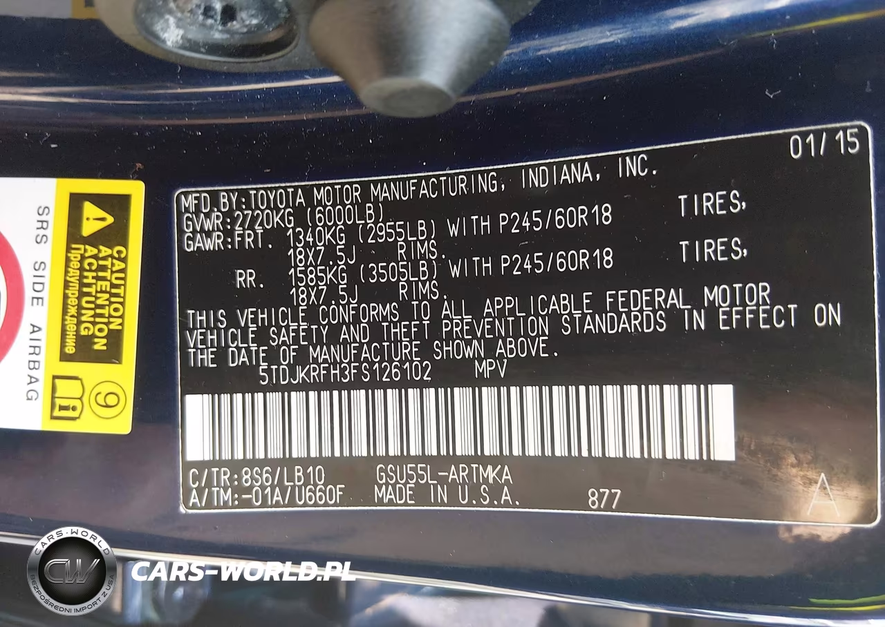 2015 Toyota Highlander Xle V6 VIN:5TDJKRFH3FS126102 - 9