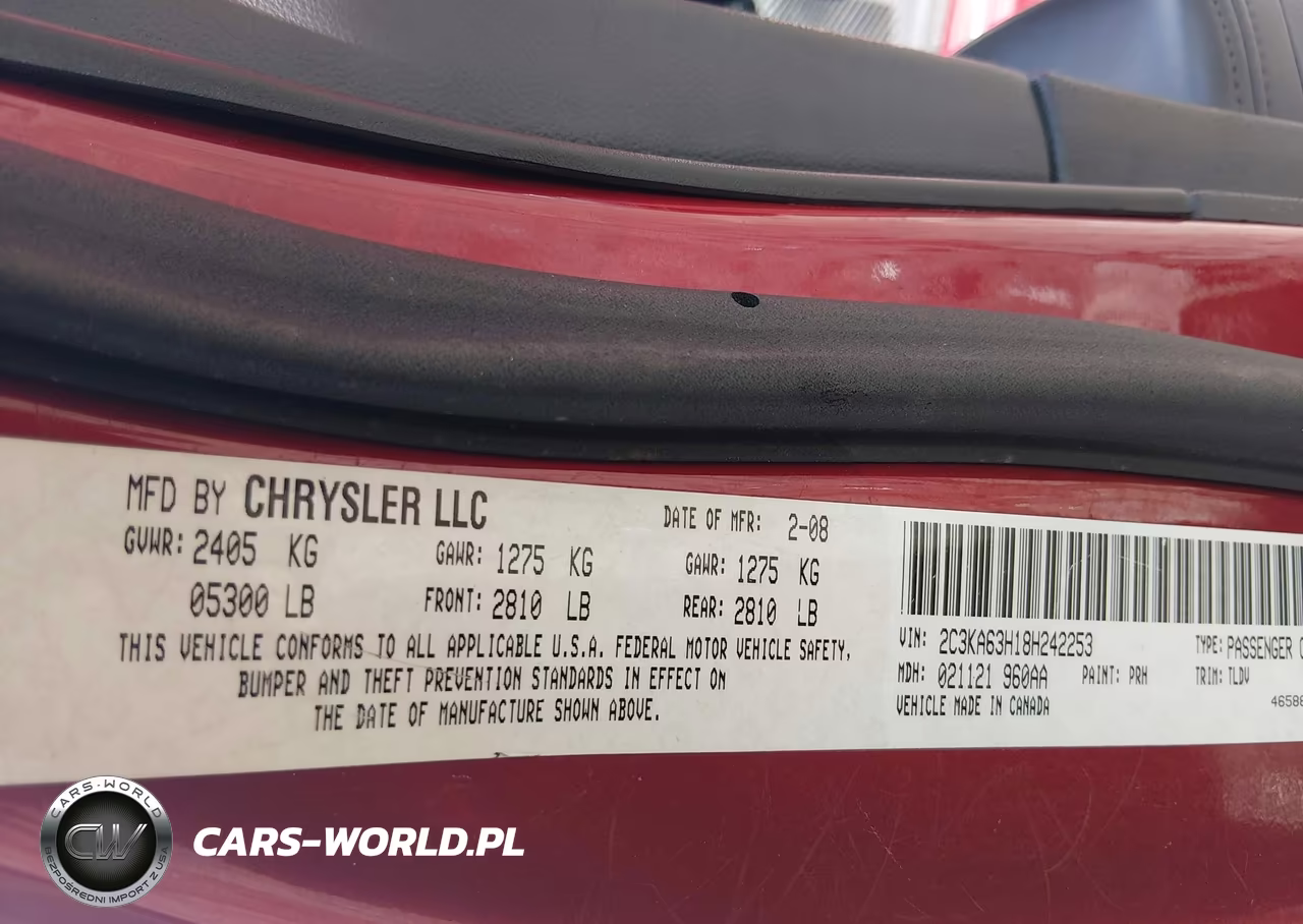 2008 Chrysler 300C Hemi VIN:2C3KA63H18H242253 - 9