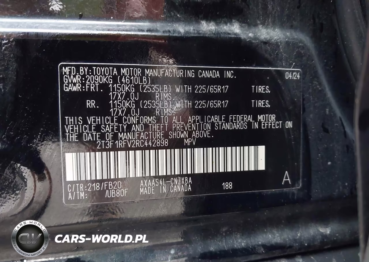 2024 Toyota Rav4 Le VIN:2T3F1RFV2RC442898 - 9