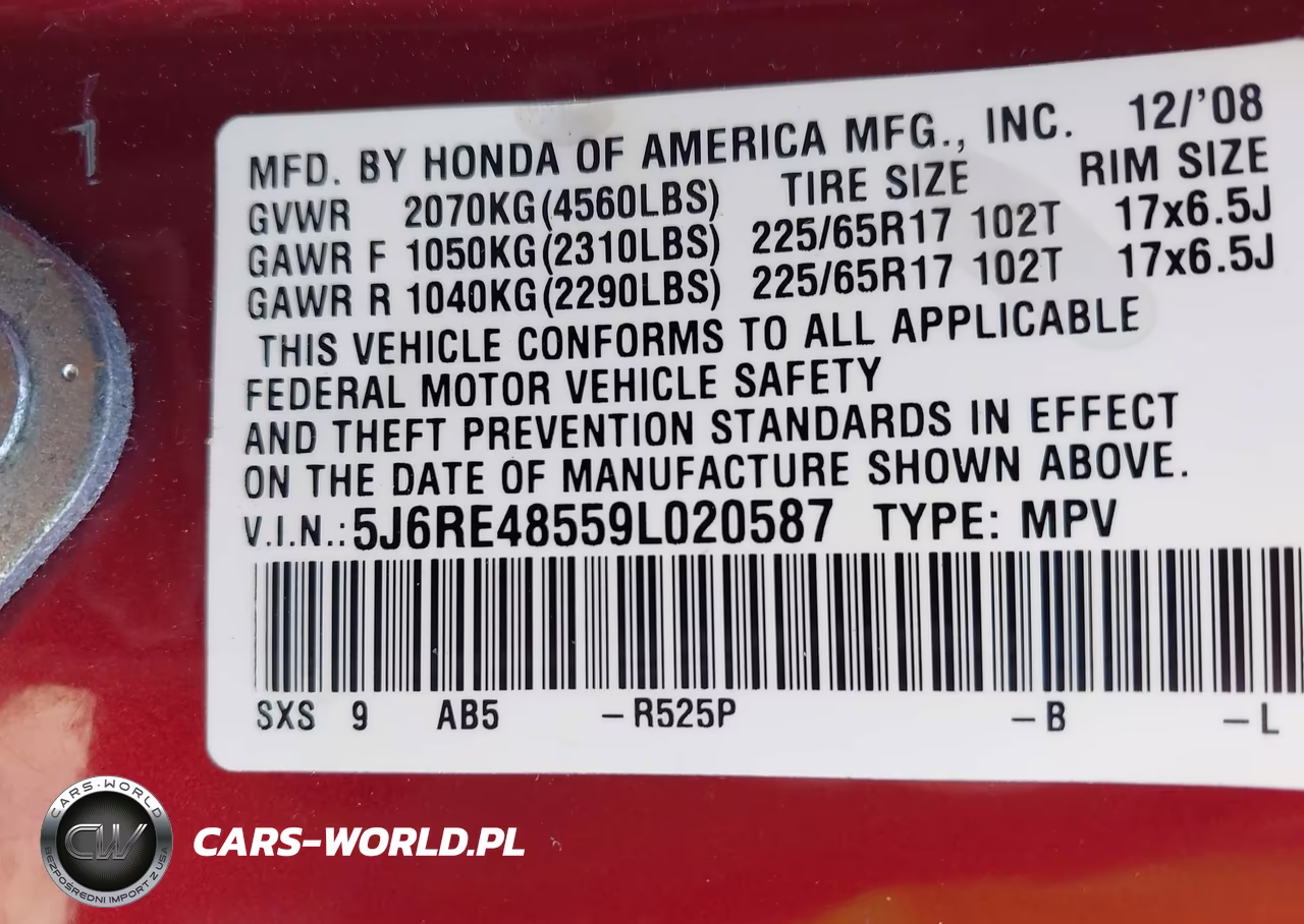 2009 Honda Cr-V Ex VIN:5J6RE48559L020587 - 9