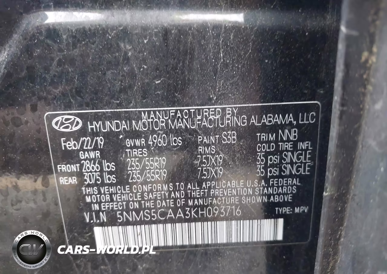 2019 Hyundai Santa Fe Limited 2.0T VIN:5NMS5CAA3KH093716 - 9