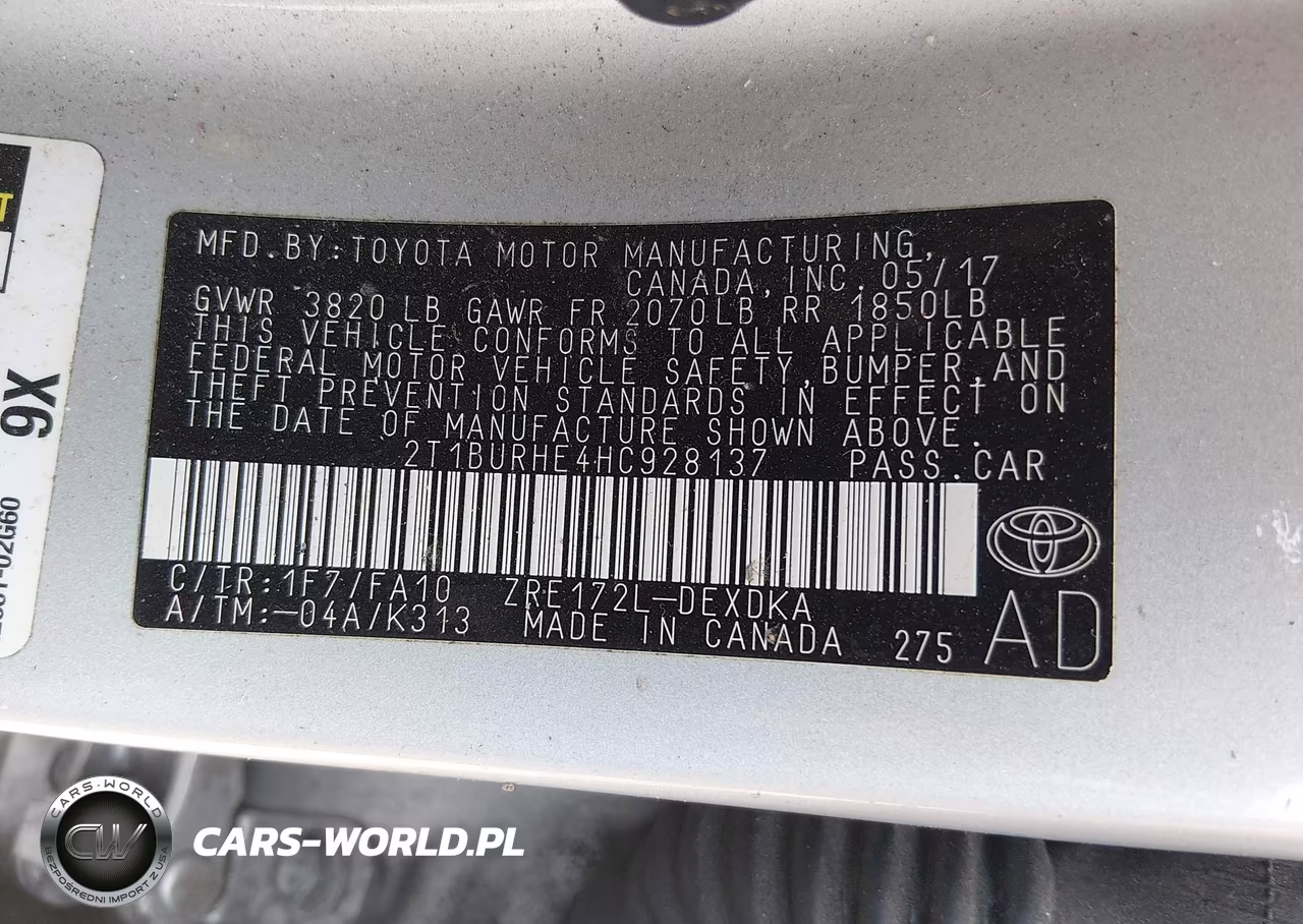2017 Toyota Corolla L VIN:2T1BURHE4HC928137 - 9