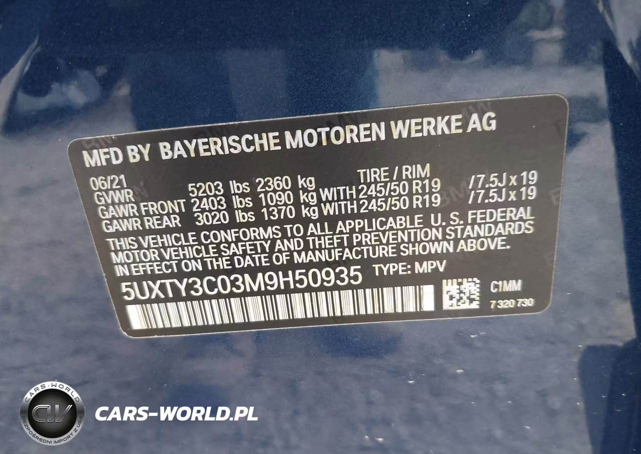 2021 BMW X3 Sdrive30I VIN:5UXTY3C03M9H50935 - 9