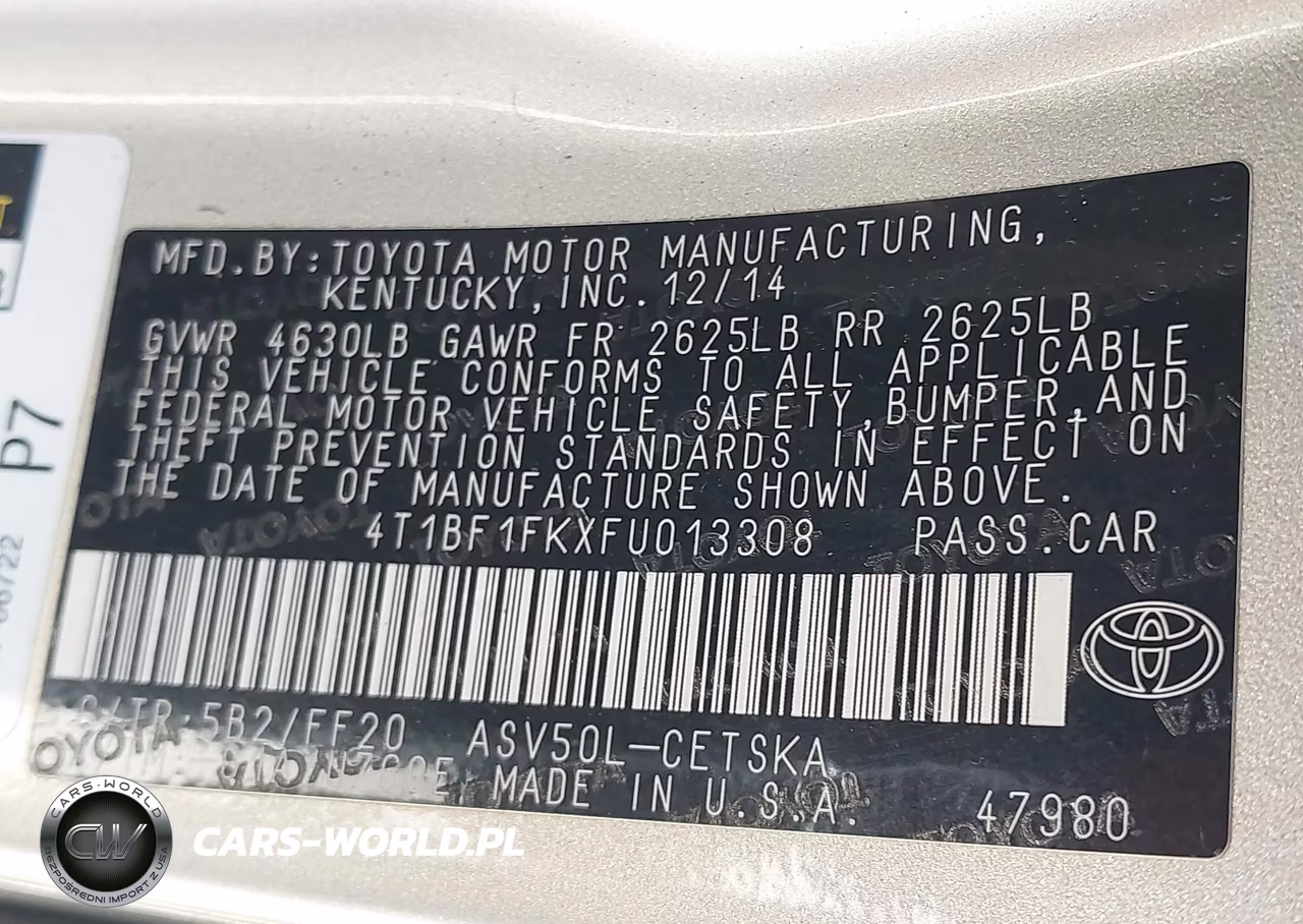 2015 Toyota Camry Se VIN:4T1BF1FKXFU013308 - 9
