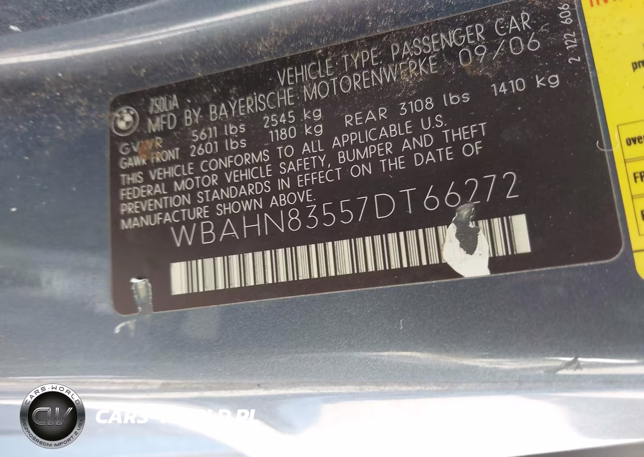 2007 BMW 750Li VIN:WBAHN83557DT66272 - 9