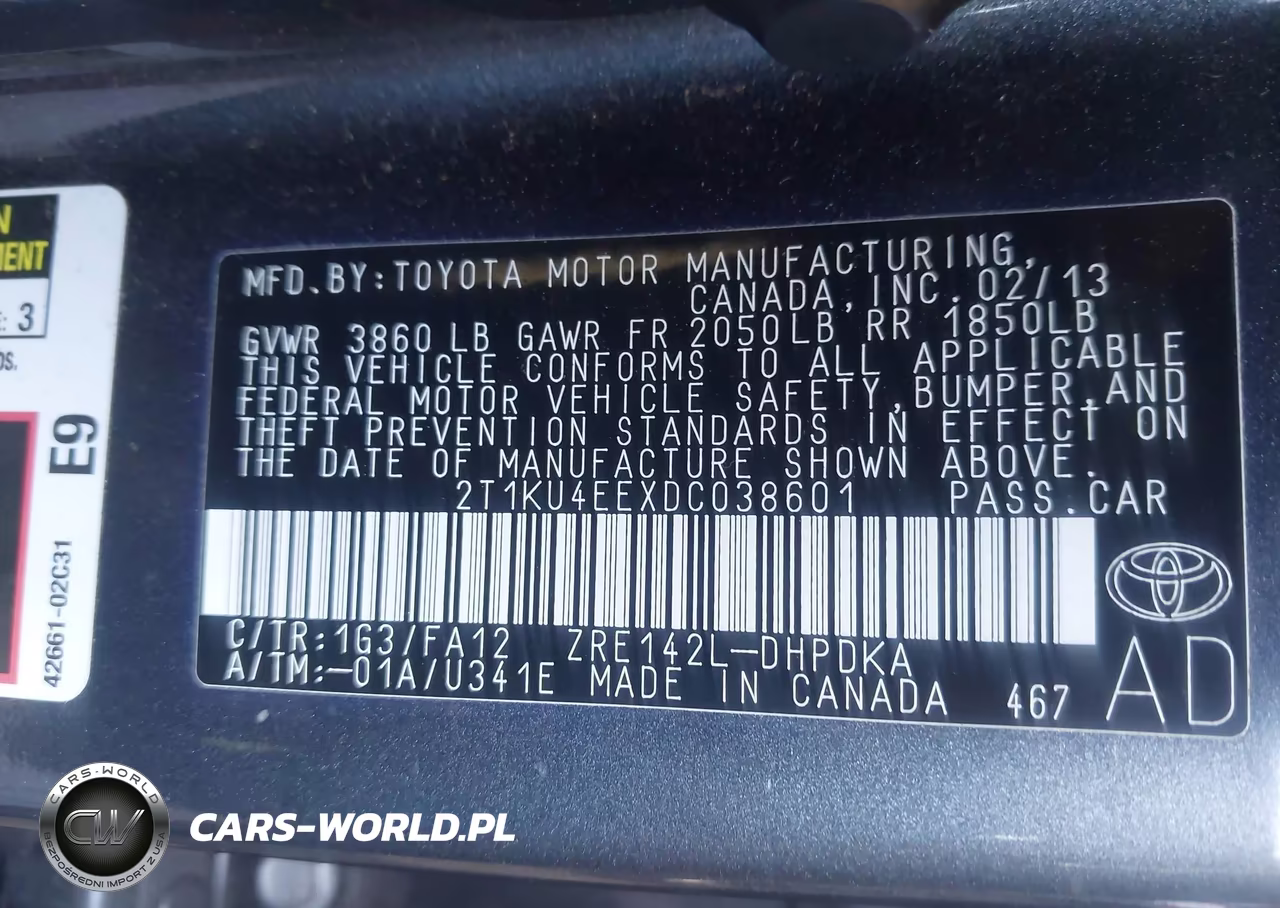2013 Toyota Matrix L VIN:2T1KU4EEXDC038601 - 9