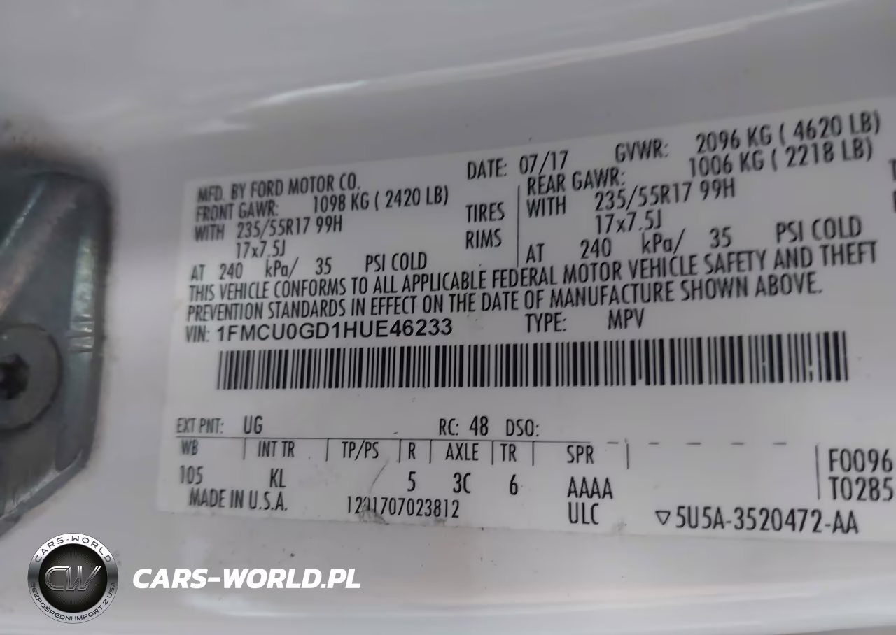 2017 Ford Escape Se VIN:1FMCU0GD1HUE46233 - 9