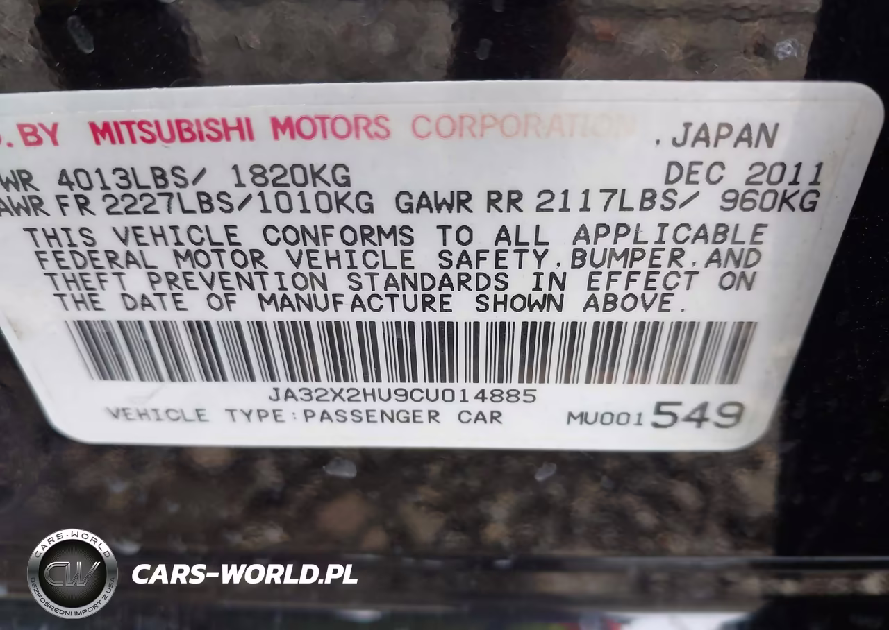 2012 Mitsubishi Lancer Sportback Es VIN:JA32X2HU9CU014885 - 9