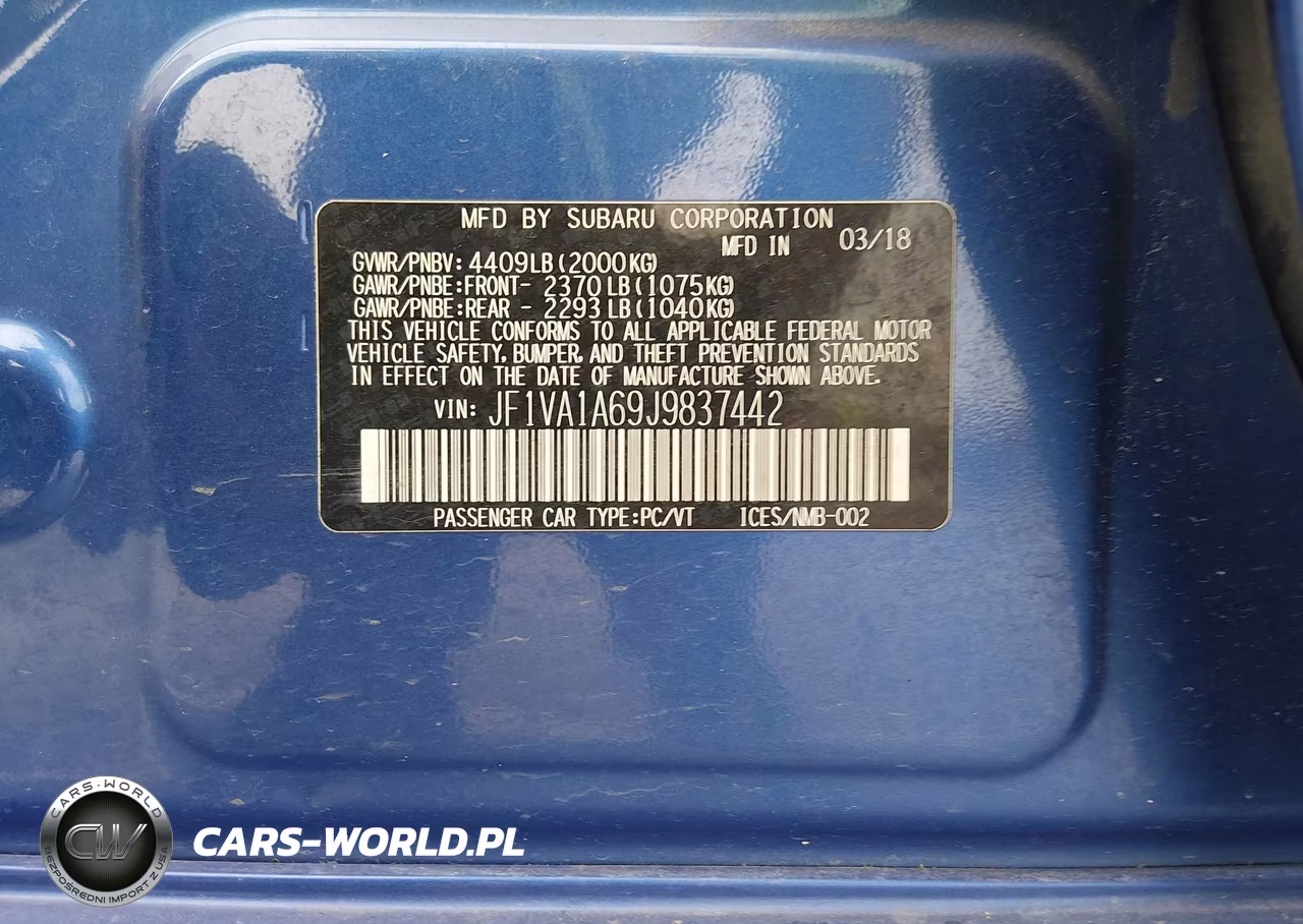 2018 Subaru Wrx VIN:JF1VA1A69J9837442 - 9