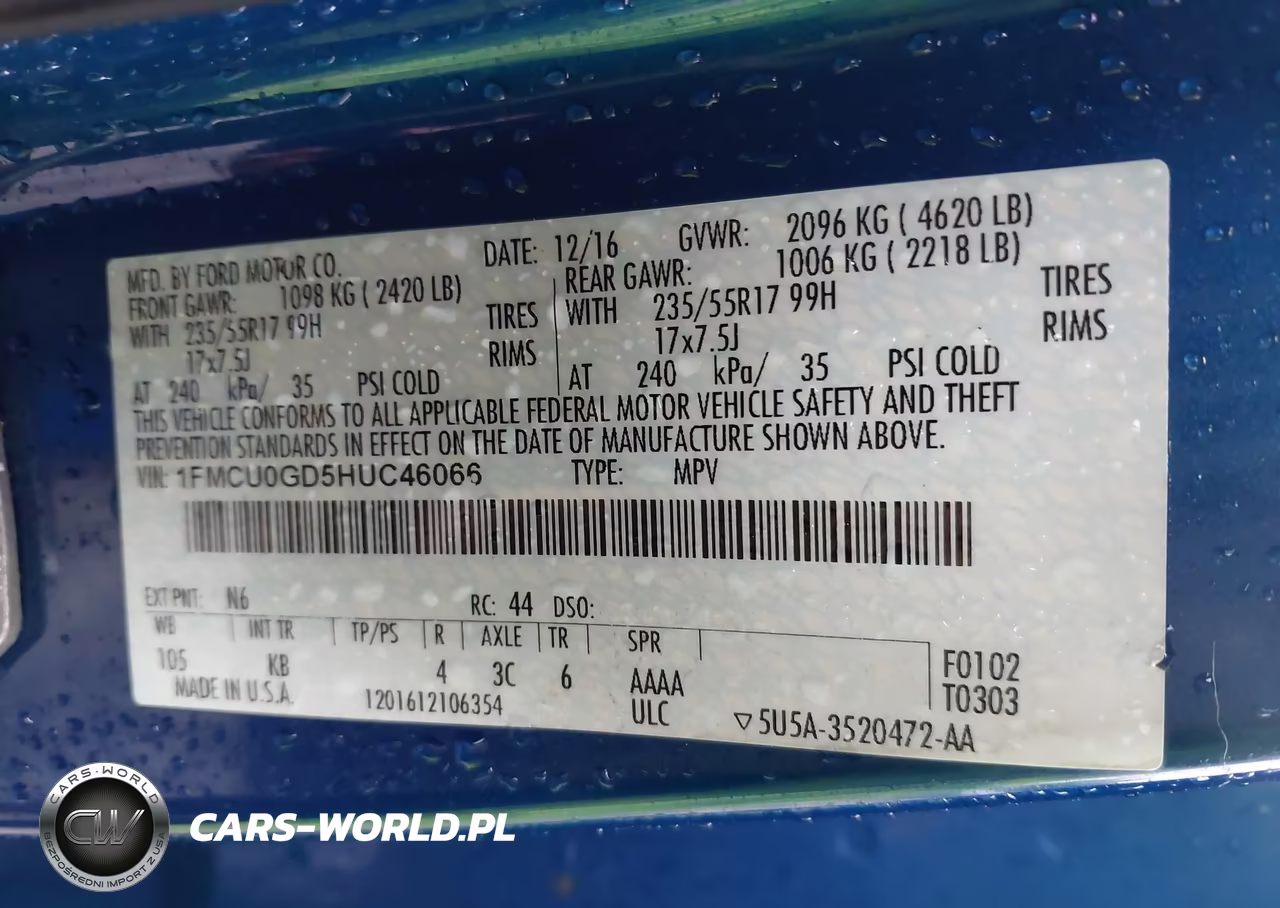 2017 Ford Escape Se VIN:1FMCU0GD5HUC46066 - 9