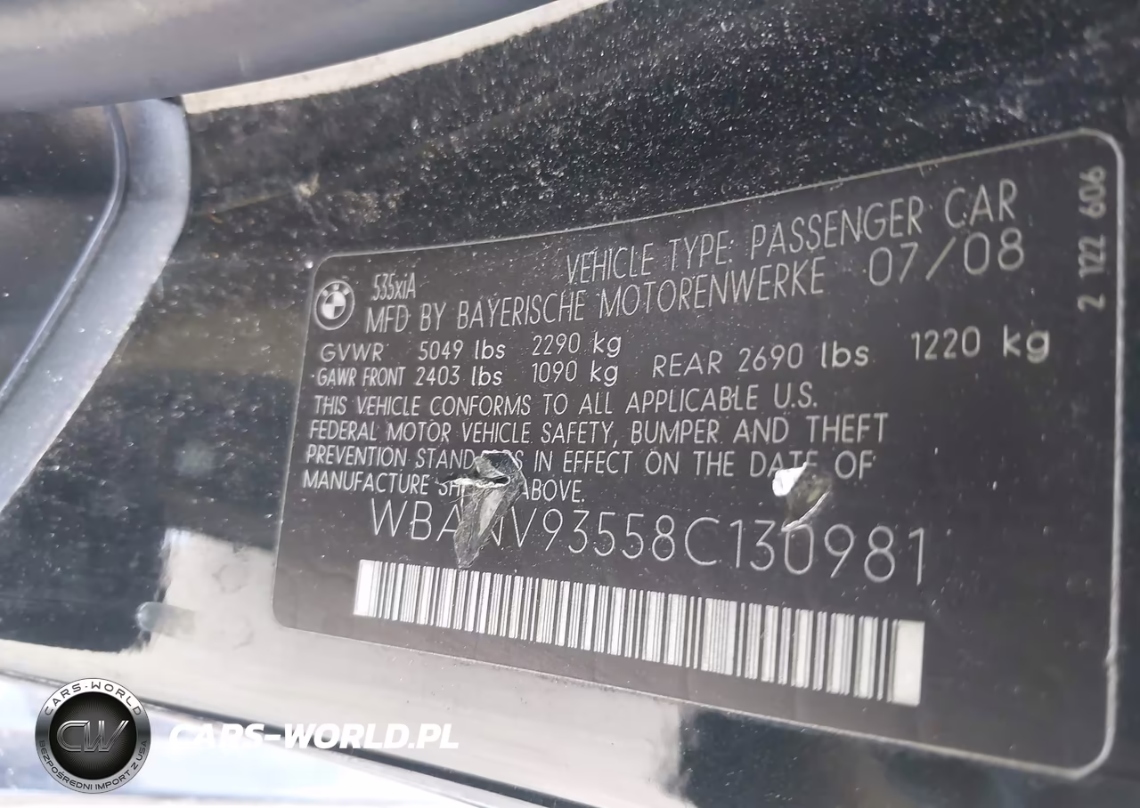 2008 BMW 535Xi VIN:WBANV93558C130981 - 9