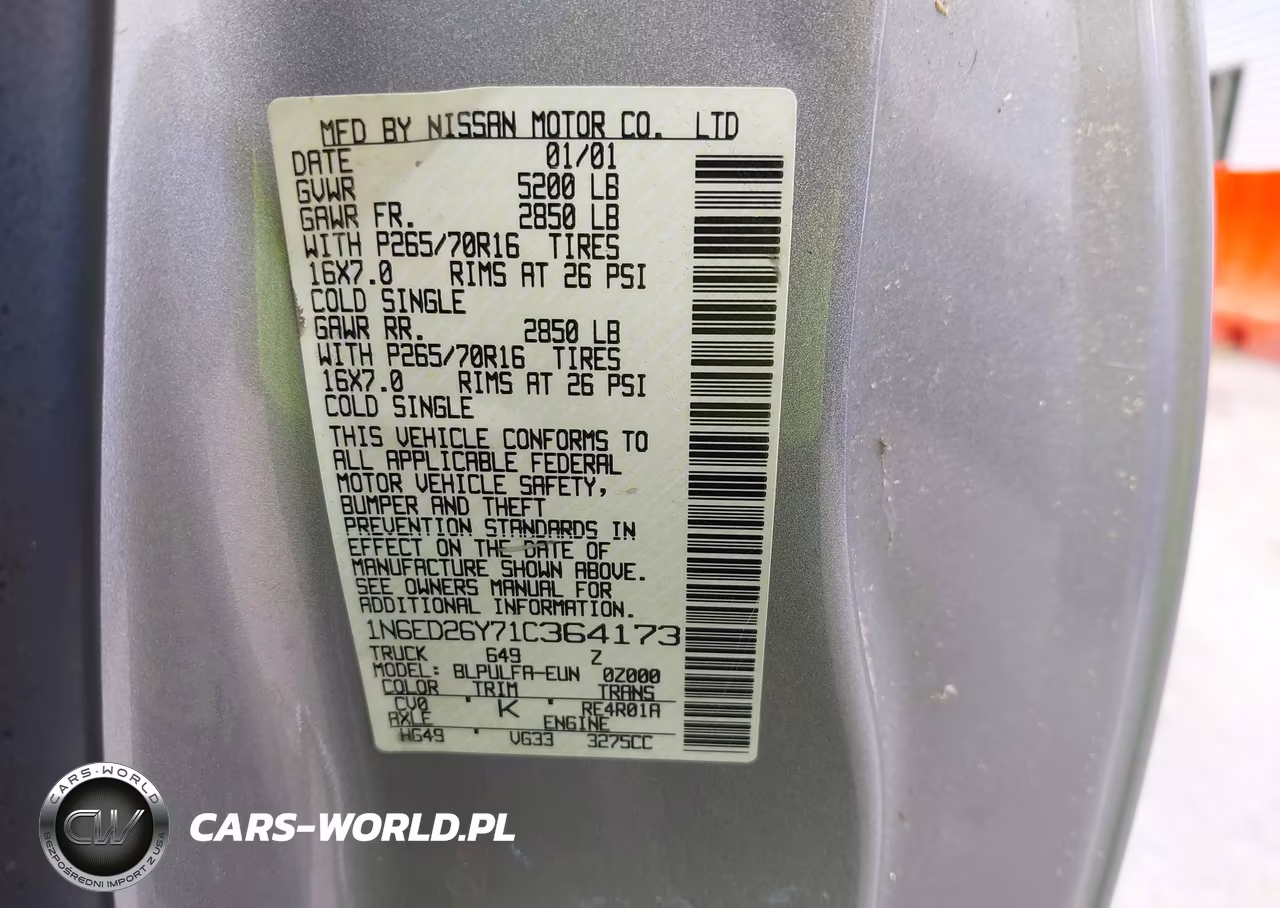 2001 Nissan Frontier Se-V6 VIN:1N6ED26Y71C364173 - 9