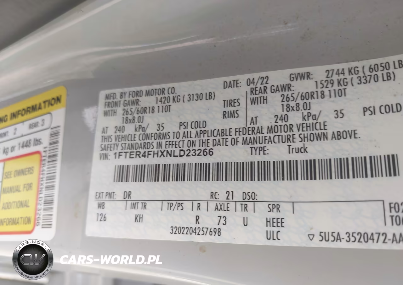 2022 Ford Ranger Lariat VIN:1FTER4FHXNLD23266 - 9