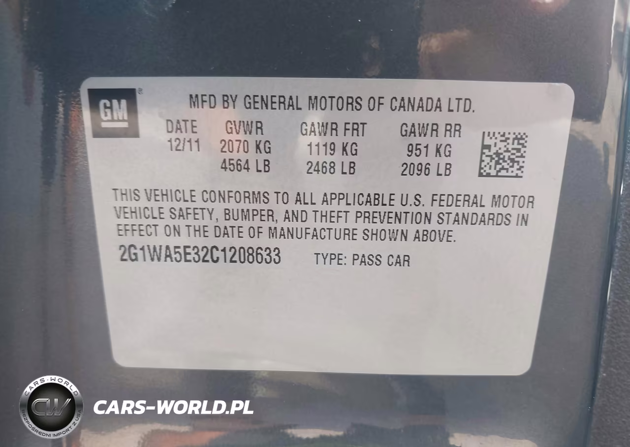 2012 Chevrolet Impala Ls VIN:2G1WA5E32C1208633 - 9