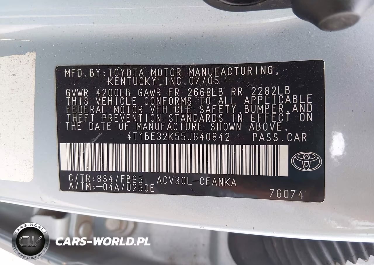 2005 Toyota Camry Le VIN:4T1BE32K55U640842 - 9