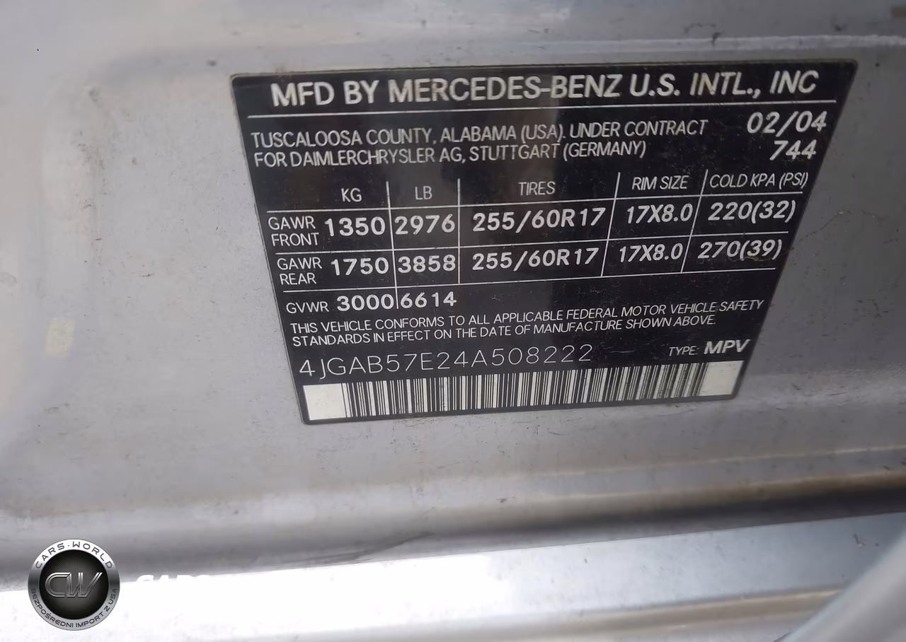 2004 Mercedes-Benz Ml 350 4Matic VIN:4JGAB57E24A508222 - 9