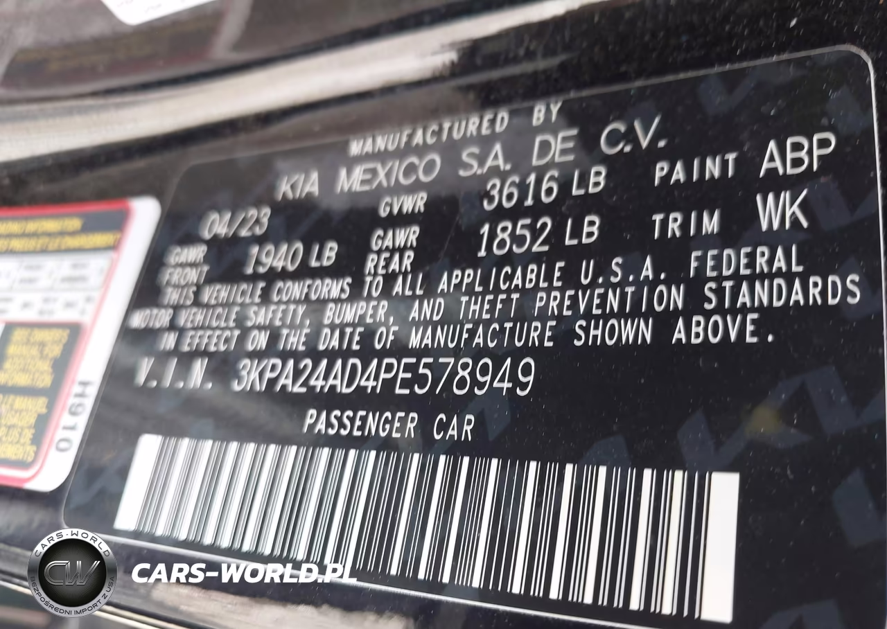 2023 Kia Rio Lx VIN:3KPA24AD4PE578949 - 9