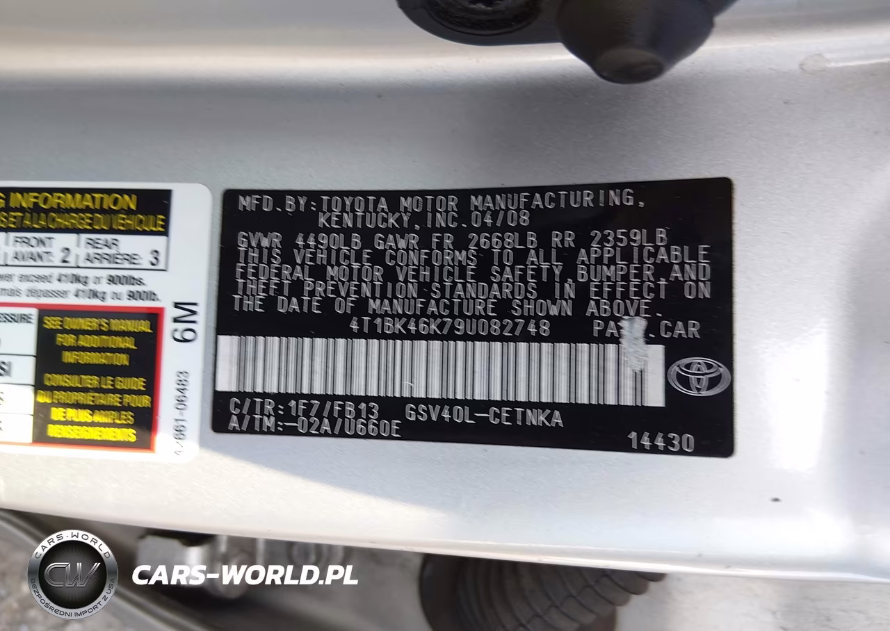 2009 Toyota Camry Le V6 VIN:4T1BK46K79U082748 - 9