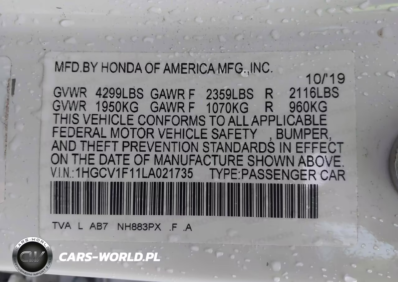 2020 Honda Accord Lx VIN:1HGCV1F11LA021735 - 9