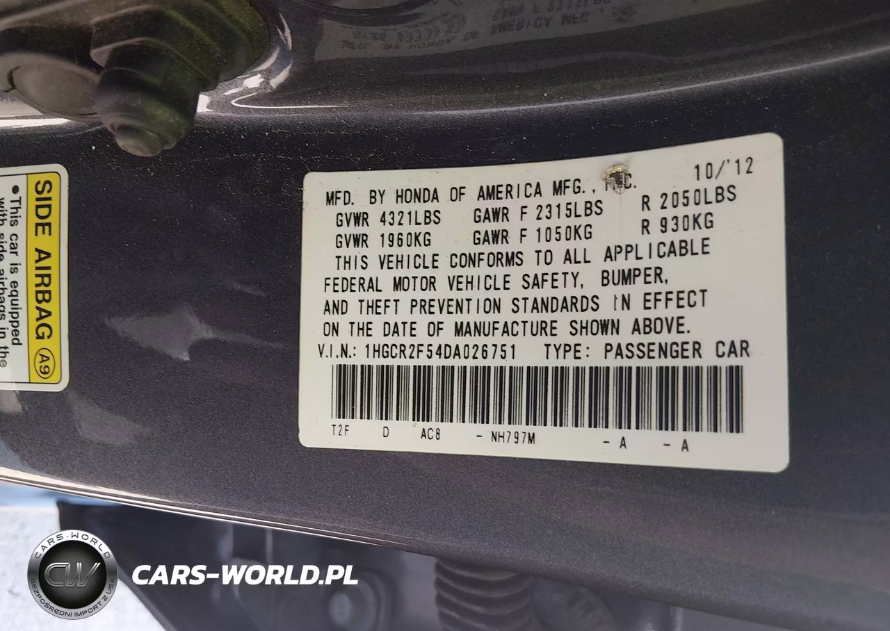 2013 Honda Accord Sport VIN:1HGCR2F54DA026751 - 9
