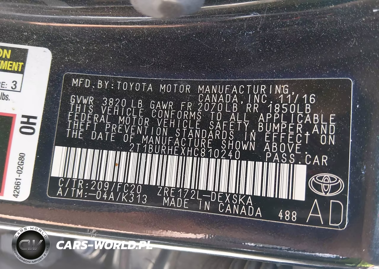 2017 Toyota Corolla Se VIN:2T1BURHEXHC810240 - 9
