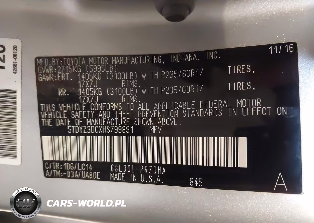 2017 Toyota Sienna Xle Premium 8 Passenger VIN:5TDYZ3DCXHS799891 - 9