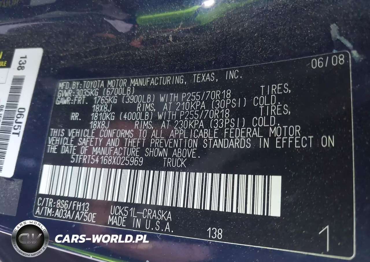 2008 Toyota Tundra Base 4.7L V8 VIN:5TFRT54168X025969 - 9